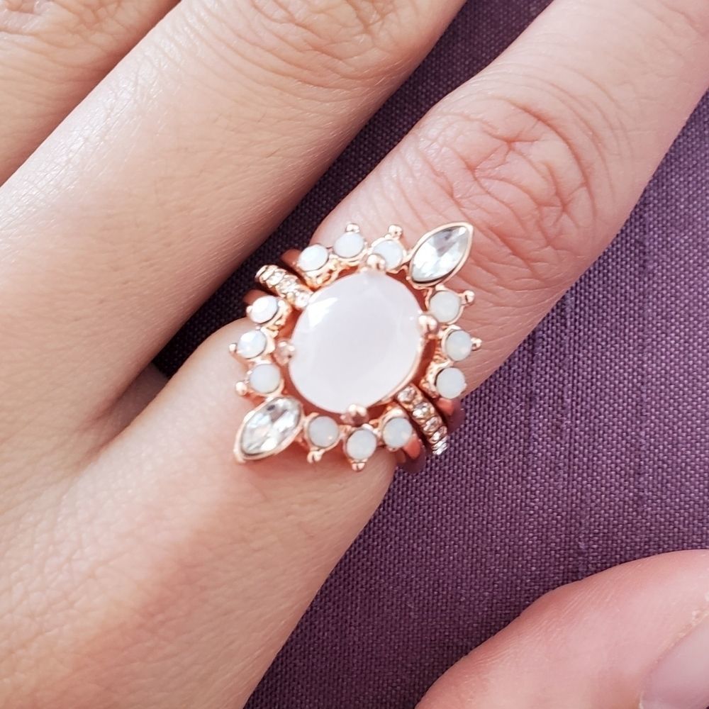 Triple Pink Opal Ring Set